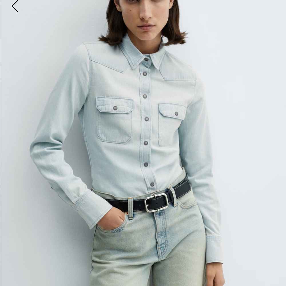 Mango Chest-Pocket Denim Shirt